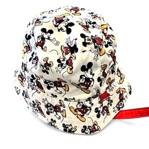 NWT Disney Mickey Mouse Reversible Bucket Hat Toddler Size 49cm Red Black White